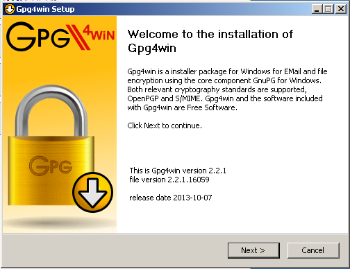 GPG Welcome Dialog