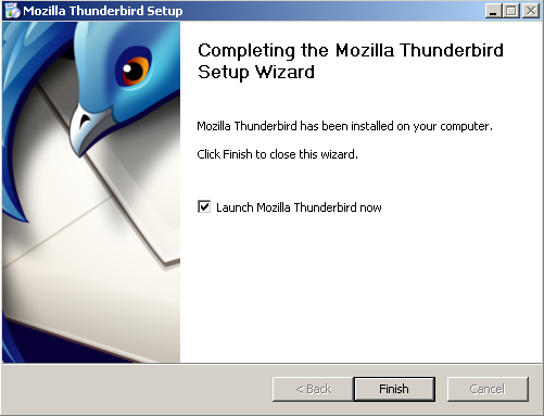Thunderbird Install Finished Dialog